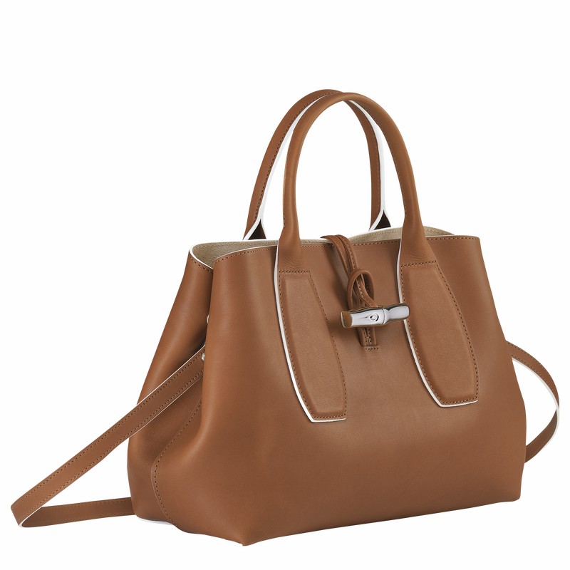 Longchamp Le Roseau M Handtas Dames Bruin Uitverkoop | 10058HQS504