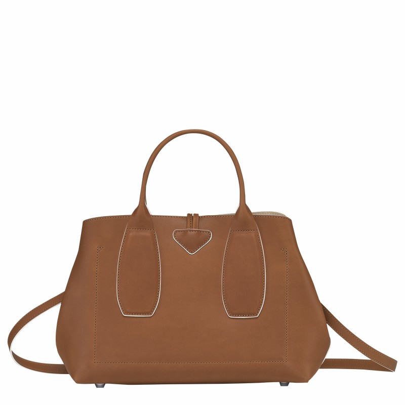 Longchamp Le Roseau M Handtas Dames Bruin Uitverkoop | 10058HQS504