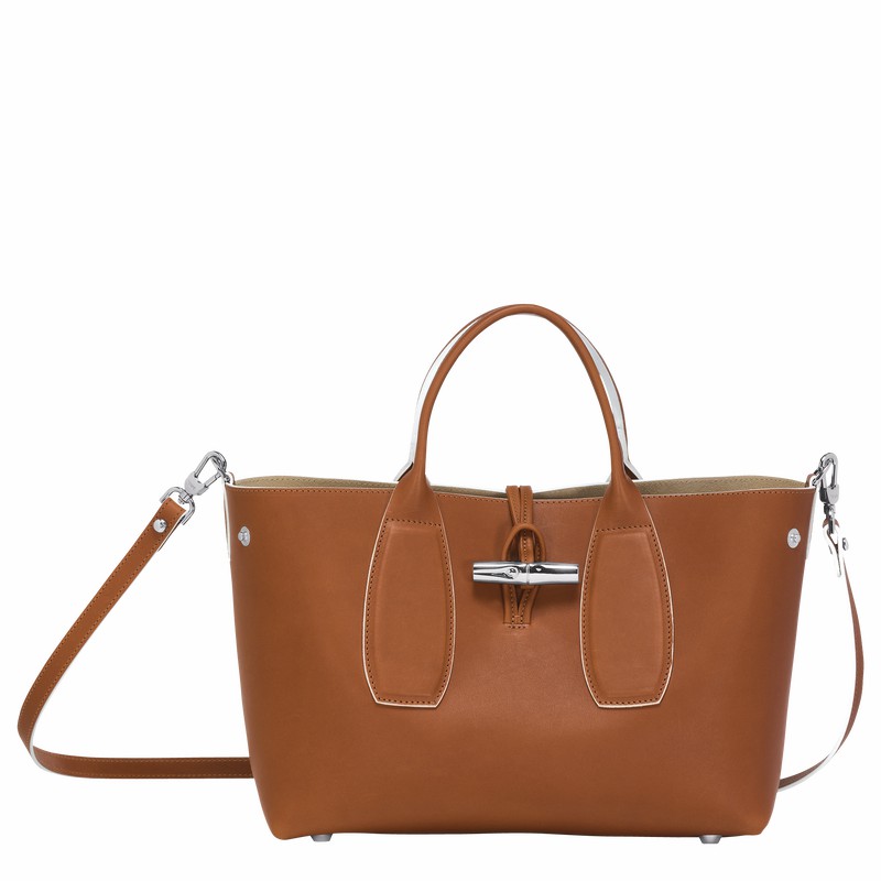 Longchamp Le Roseau M Handtas Dames Bruin Uitverkoop | 10058HQS504