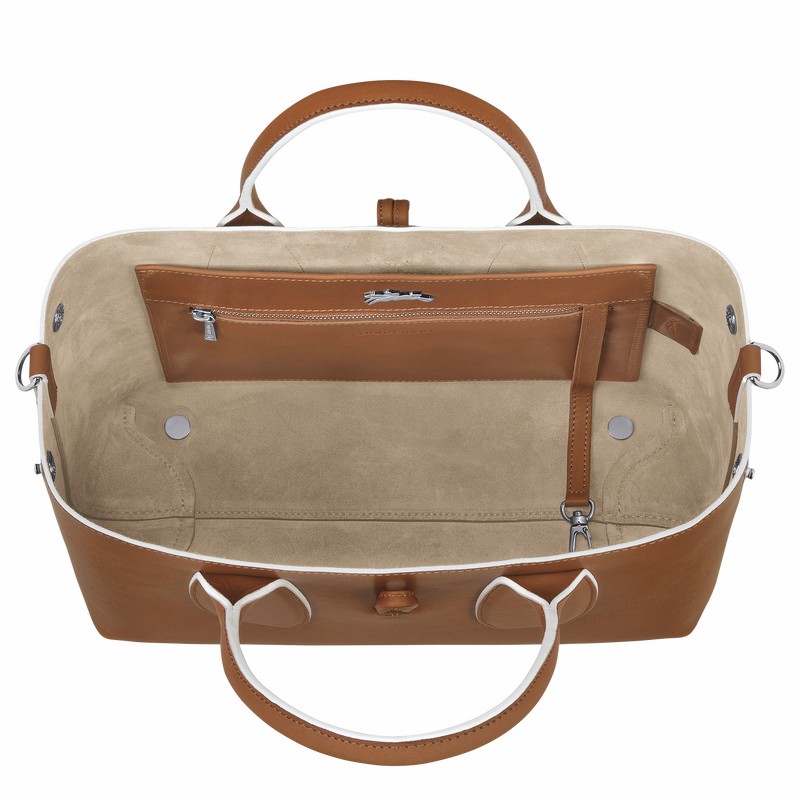 Longchamp Le Roseau M Handtas Dames Bruin Uitverkoop | 10058HQS504