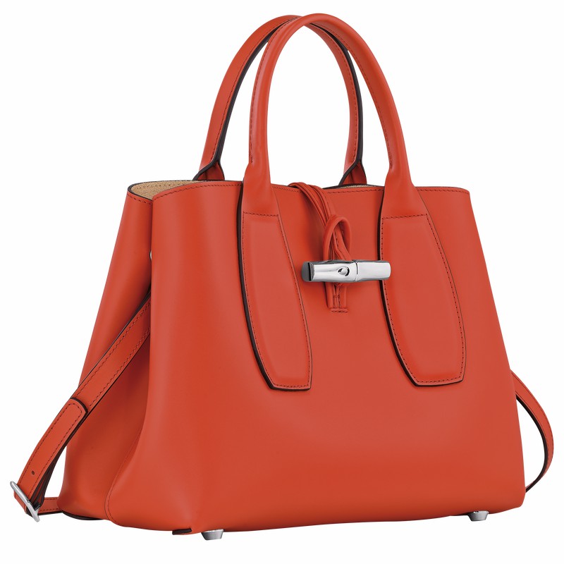 Longchamp Le Roseau M Handtas Dames Oranje Uitverkoop | 10058HCL685