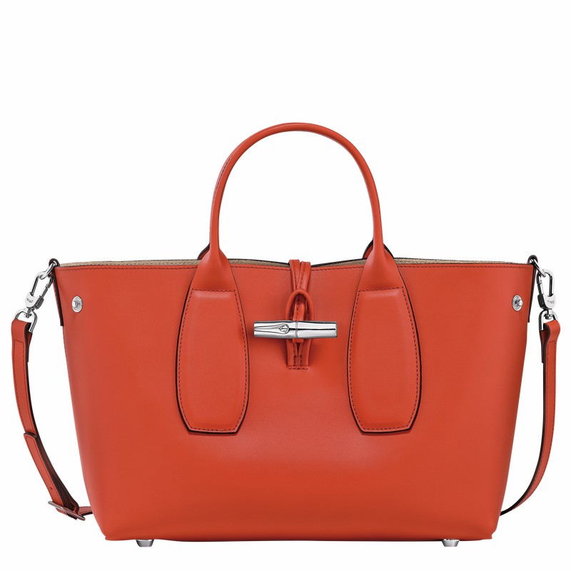 Longchamp Le Roseau M Handtas Dames Oranje Uitverkoop | 10058HCL685