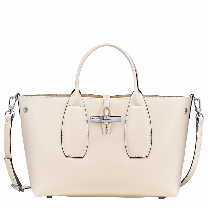 Longchamp Le Roseau M Handtas Dames Wit Uitverkoop | 10058HCL037