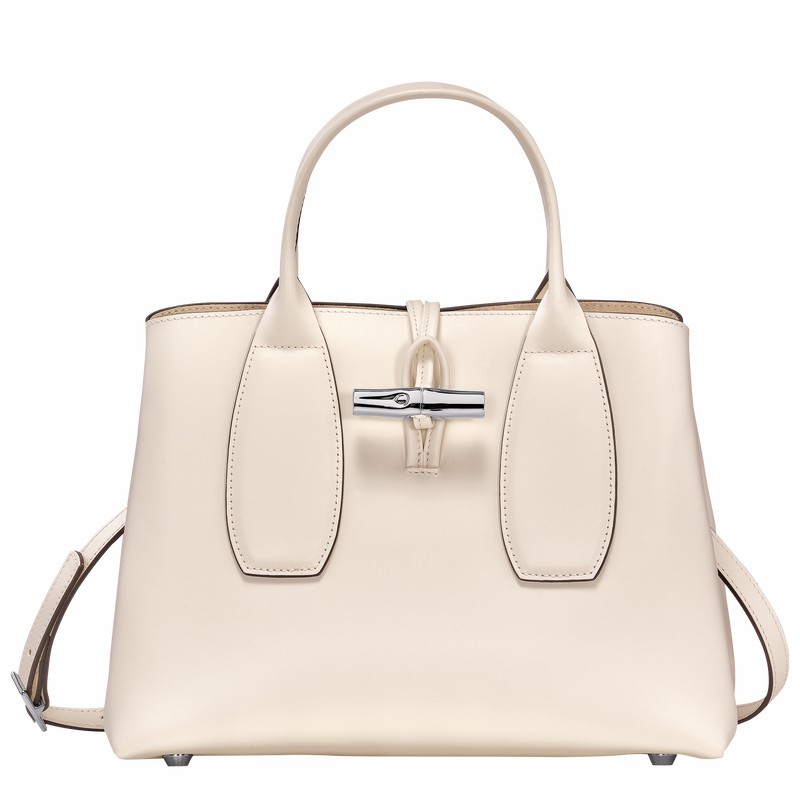 Longchamp Le Roseau M Handtas Dames Wit Uitverkoop | 10058HCL037