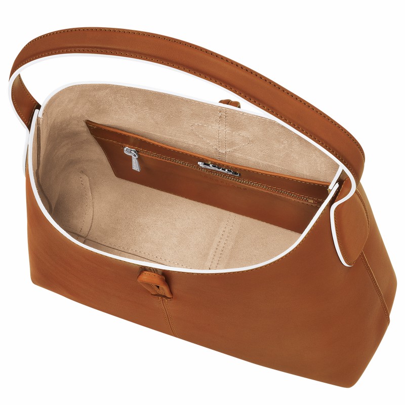 Longchamp Le Roseau M Hobo Tas Dames Bruin Uitverkoop | 10153HQS504