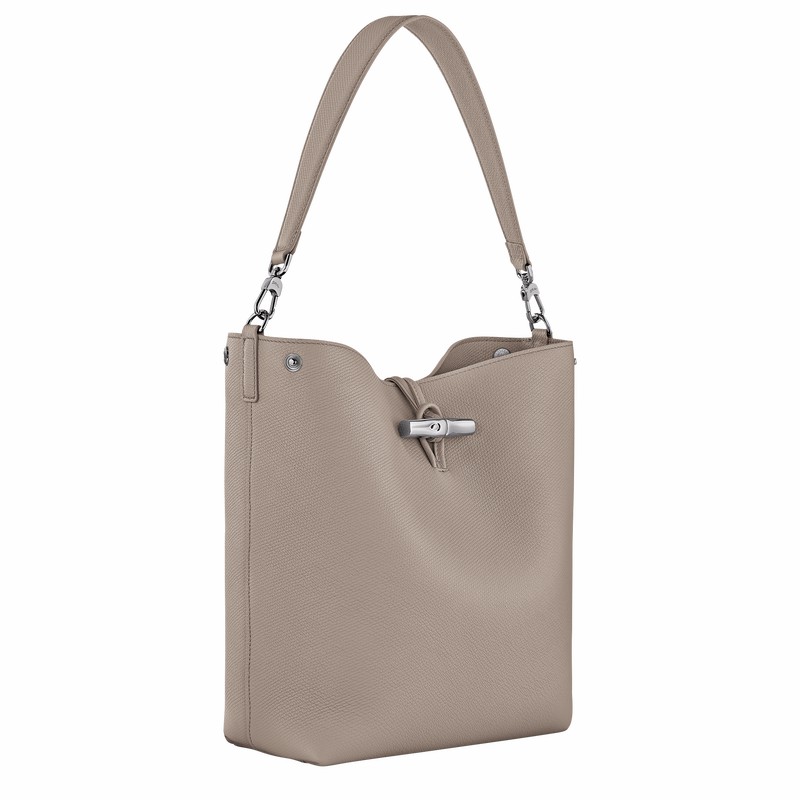 Longchamp Le Roseau M Schoudertas Dames Grijs Uitverkoop | 10281HFP266