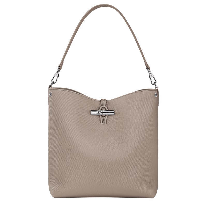 Longchamp Le Roseau M Schoudertas Dames Grijs Uitverkoop | 10281HFP266