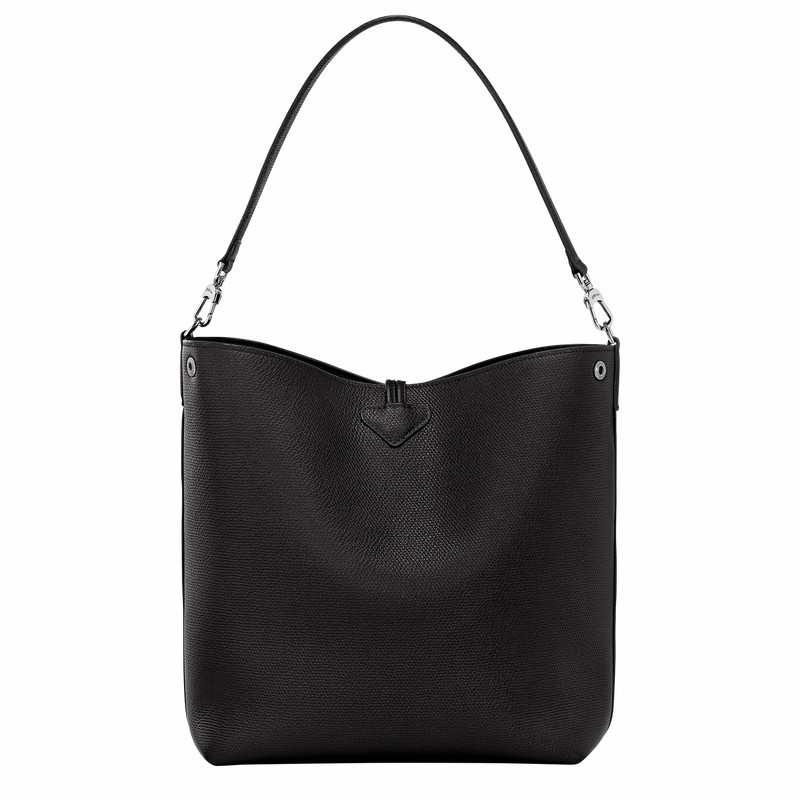 Longchamp Le Roseau M Schoudertas Dames Zwart Uitverkoop | 10281HFP001