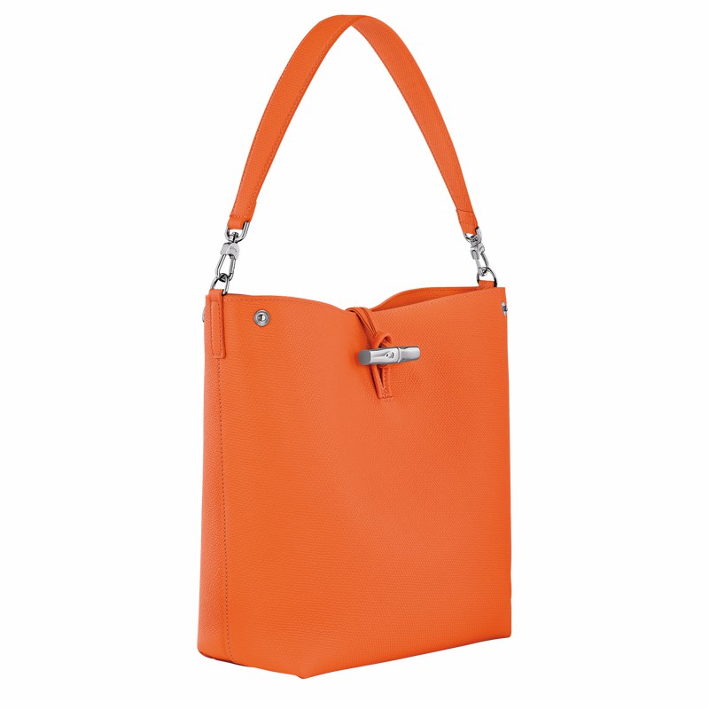 Longchamp Le Roseau M Schoudertas Dames Oranje Uitverkoop | 10281HFP017