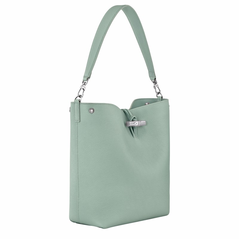 Longchamp Le Roseau M Schoudertas Dames Celadon Uitverkoop | 10281HFP282