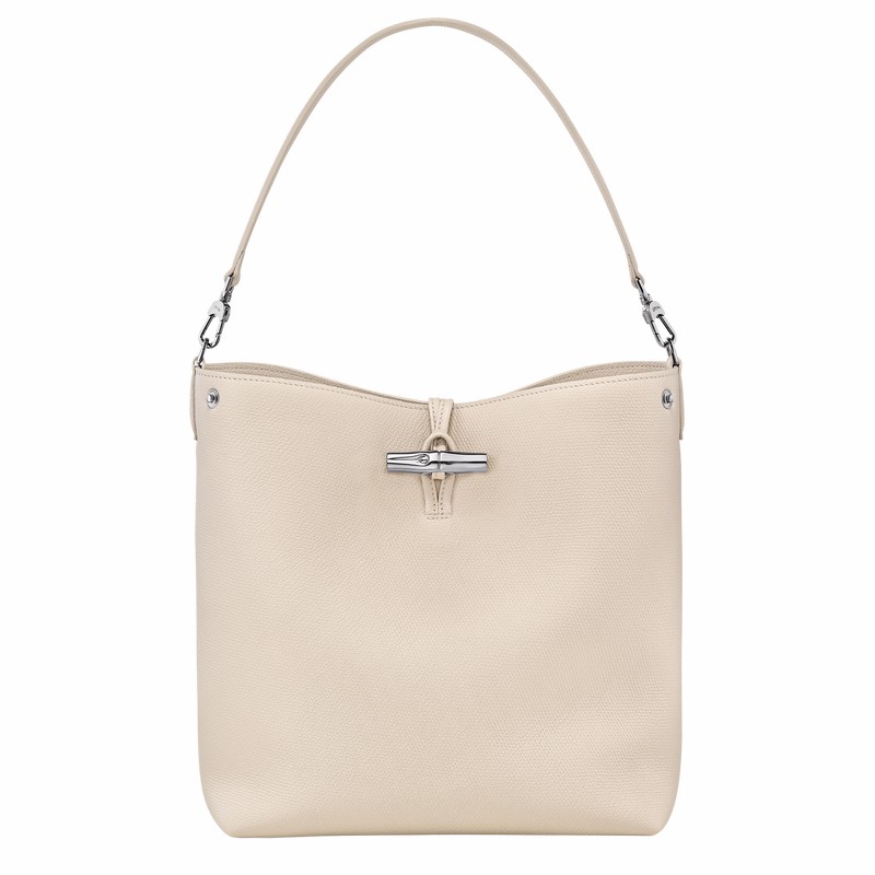 Longchamp Le Roseau M Schoudertas Dames Wit Uitverkoop | 10281HFP555