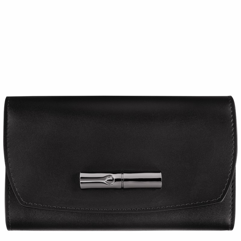 Longchamp Le Roseau Portefeuille Dames Zwart Uitverkoop | 30002HCN001