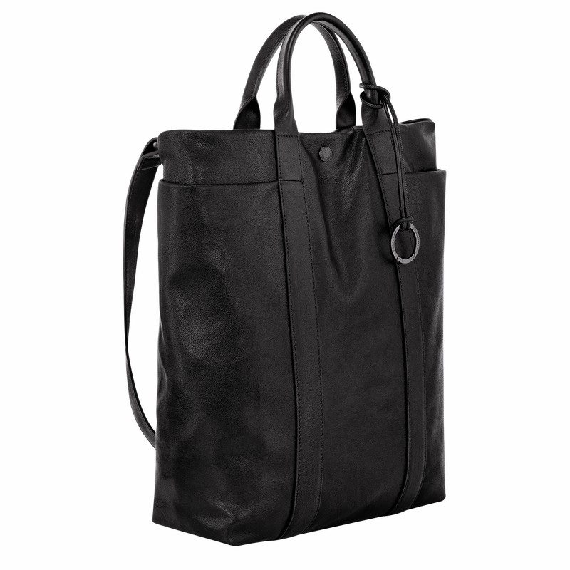 Longchamp Parisis M Tote Tassen Heren Zwart Uitverkoop | 10265HFC001-